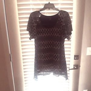 Brittany Black size XL black and white lace top